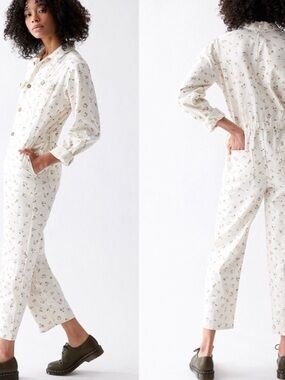 Billabong Women's Cream Floral Utility Jumpsuit